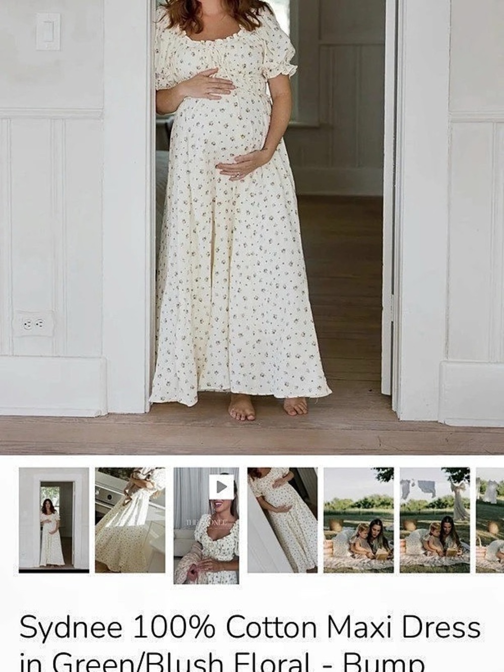 Worth Collective Sydney Floral Maxi Dress in White & Green